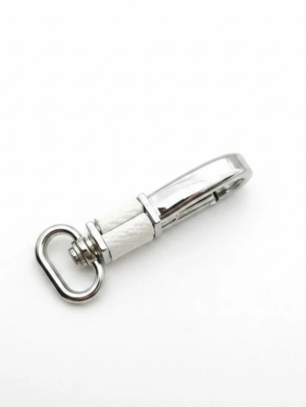 New Upcycled Custom Keyholder Louis Vuitton Leather Flower Keychain Silver